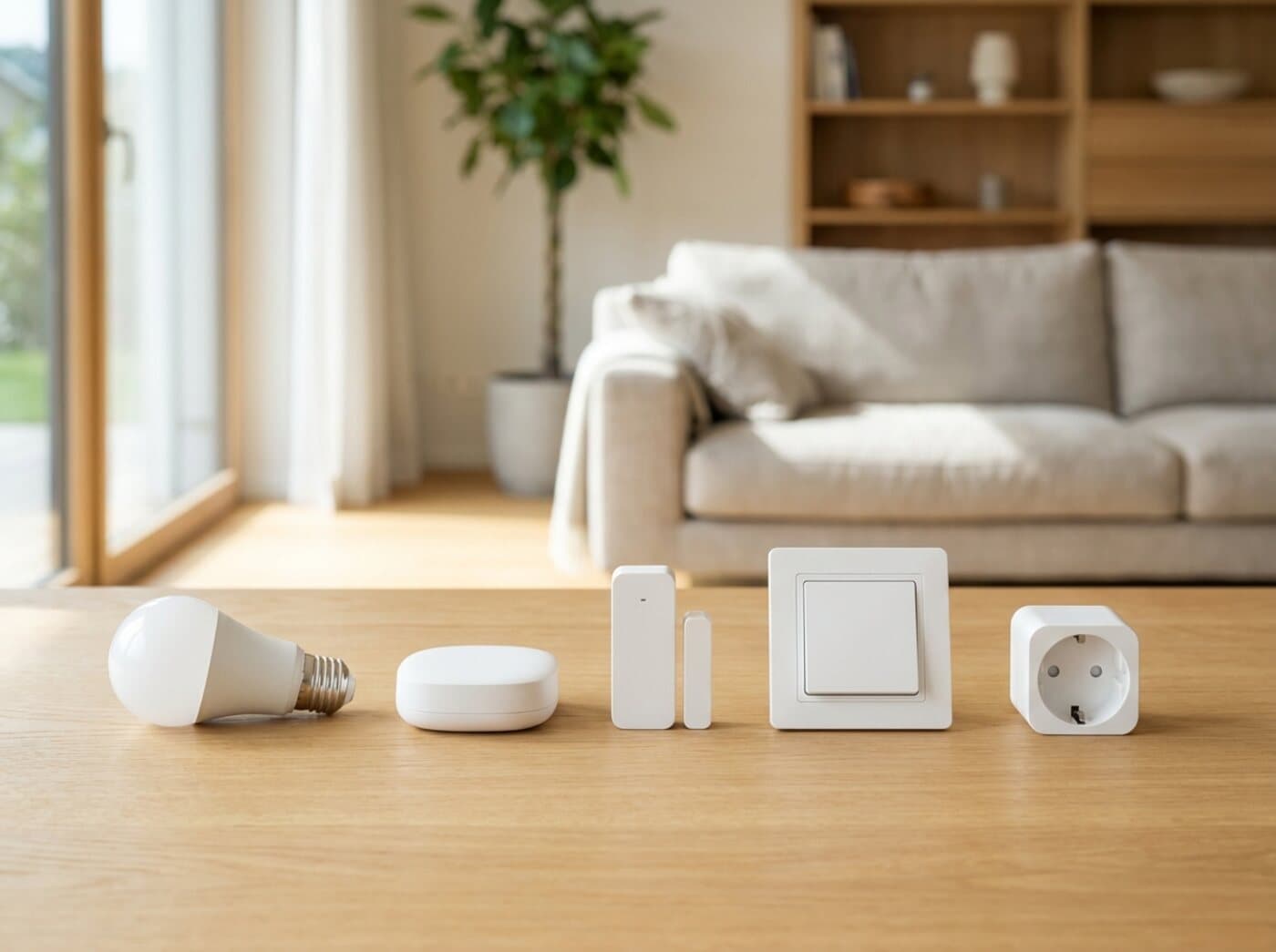 Verschiedene Smart-Home-Komponenten nebeneinander - Kompatibilitätsprüfung und Beratung